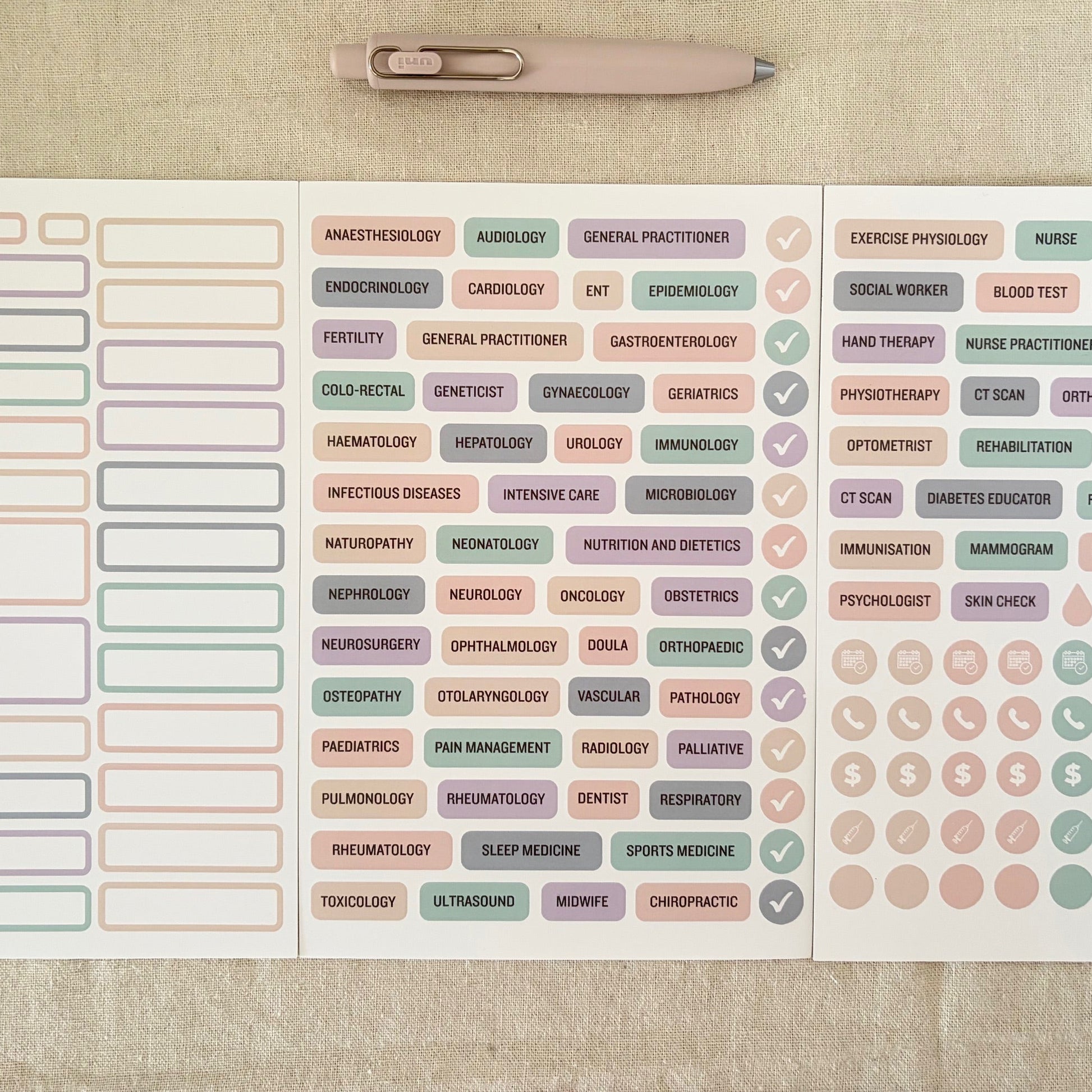 medical stickers for A5 planner