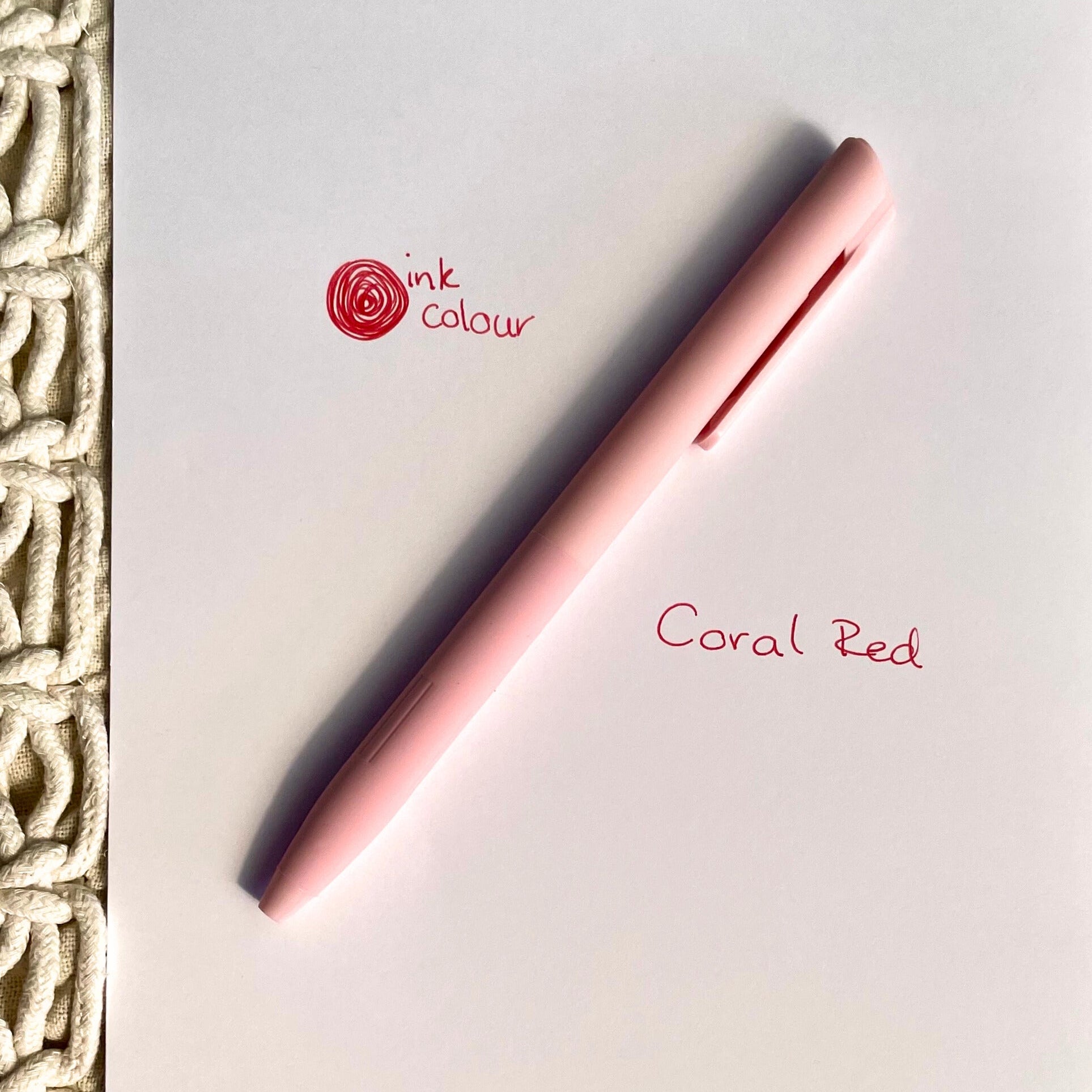colourful pens, coral red pen, gel pens