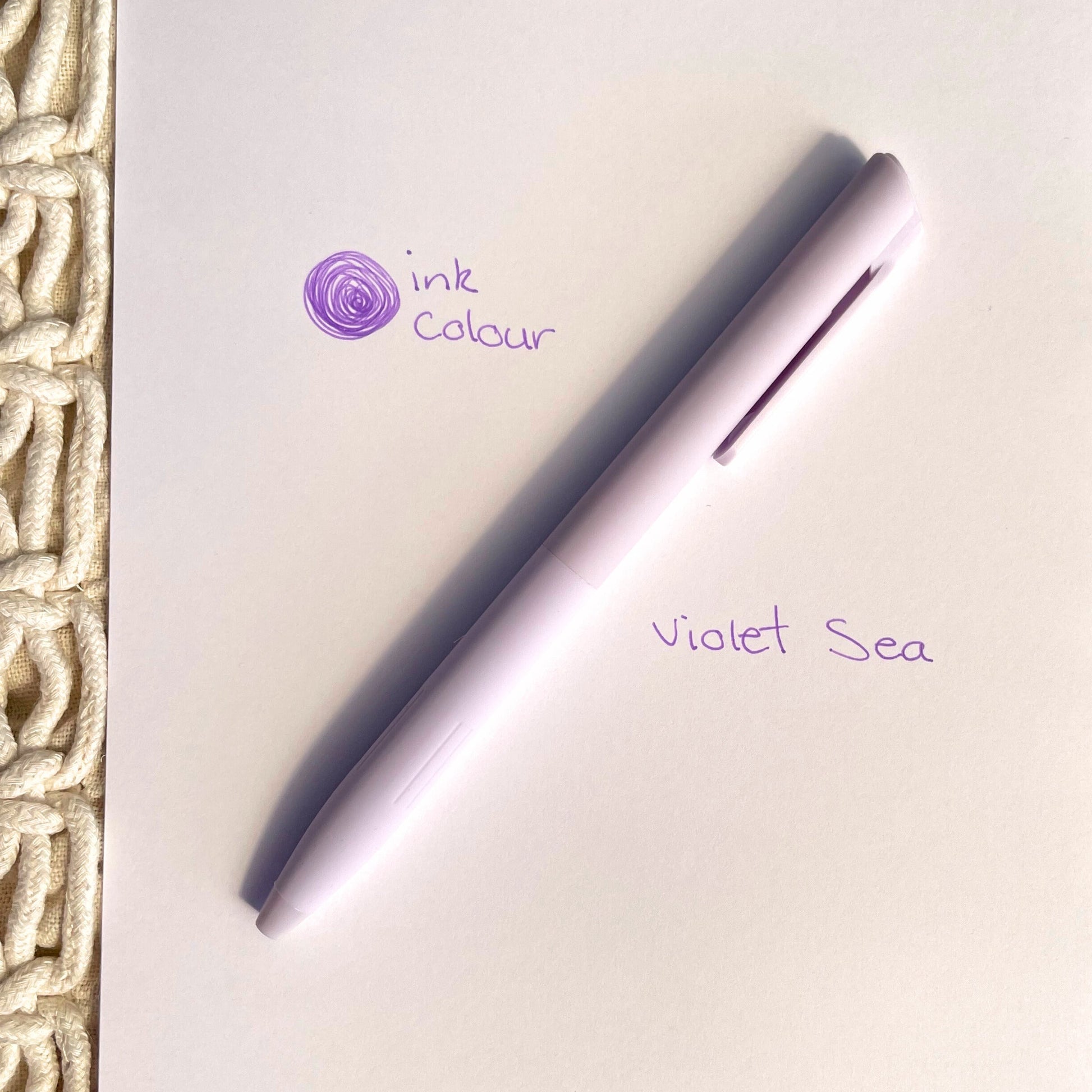 gel pen with purple ink, violet sea gel pen, colourful ink. 