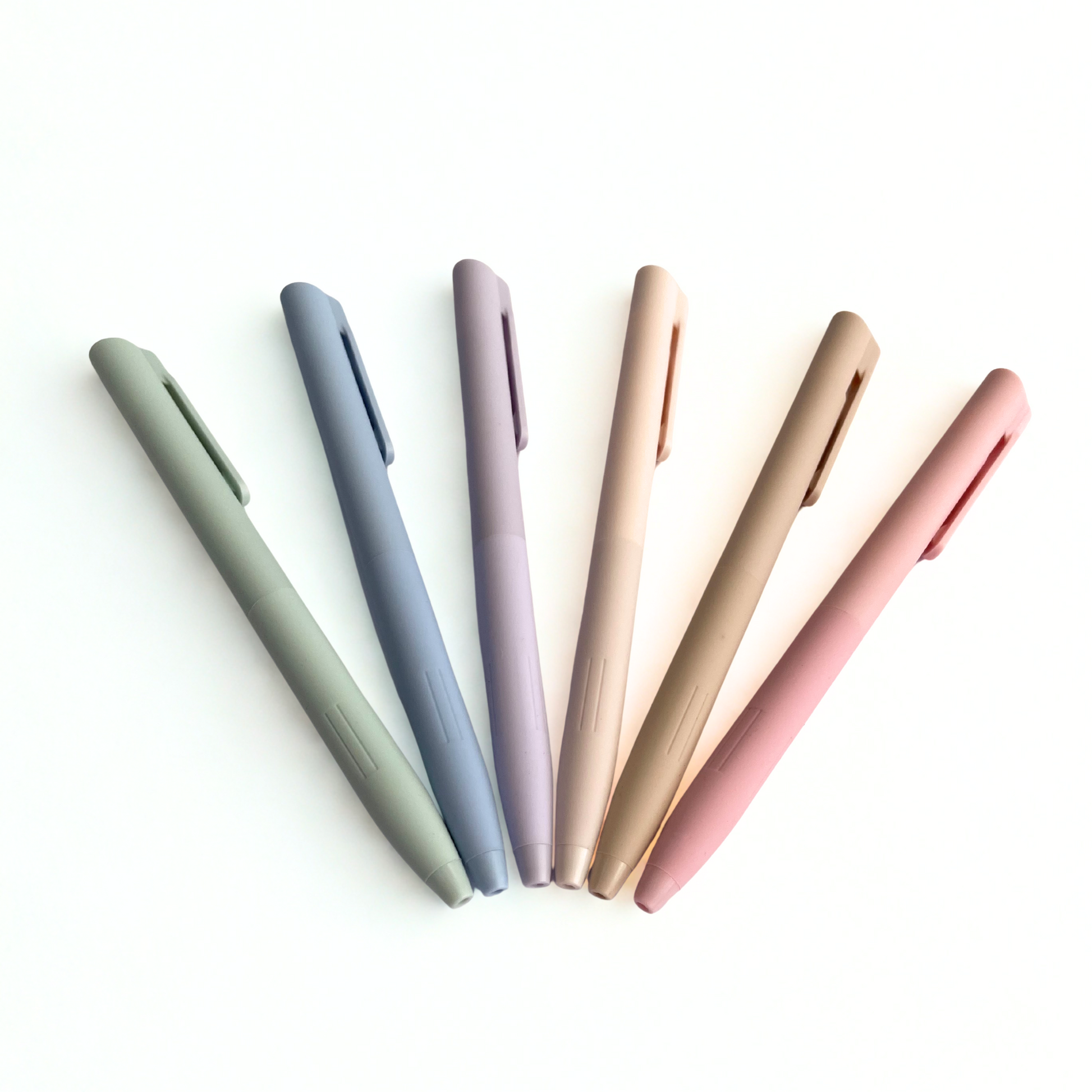 set of 6 colourful pens, gel pens, soft touch