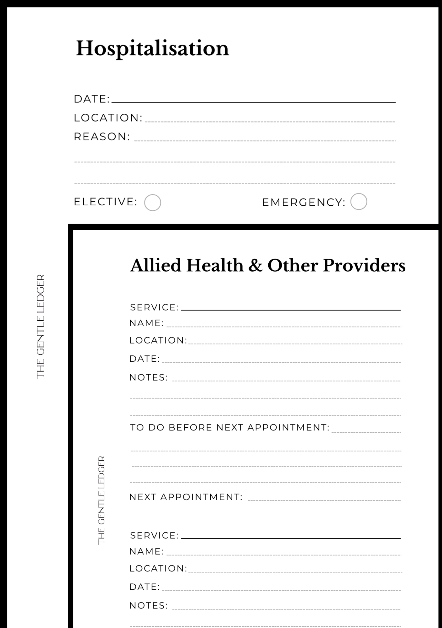 Medical Record Planner (includes inserts)