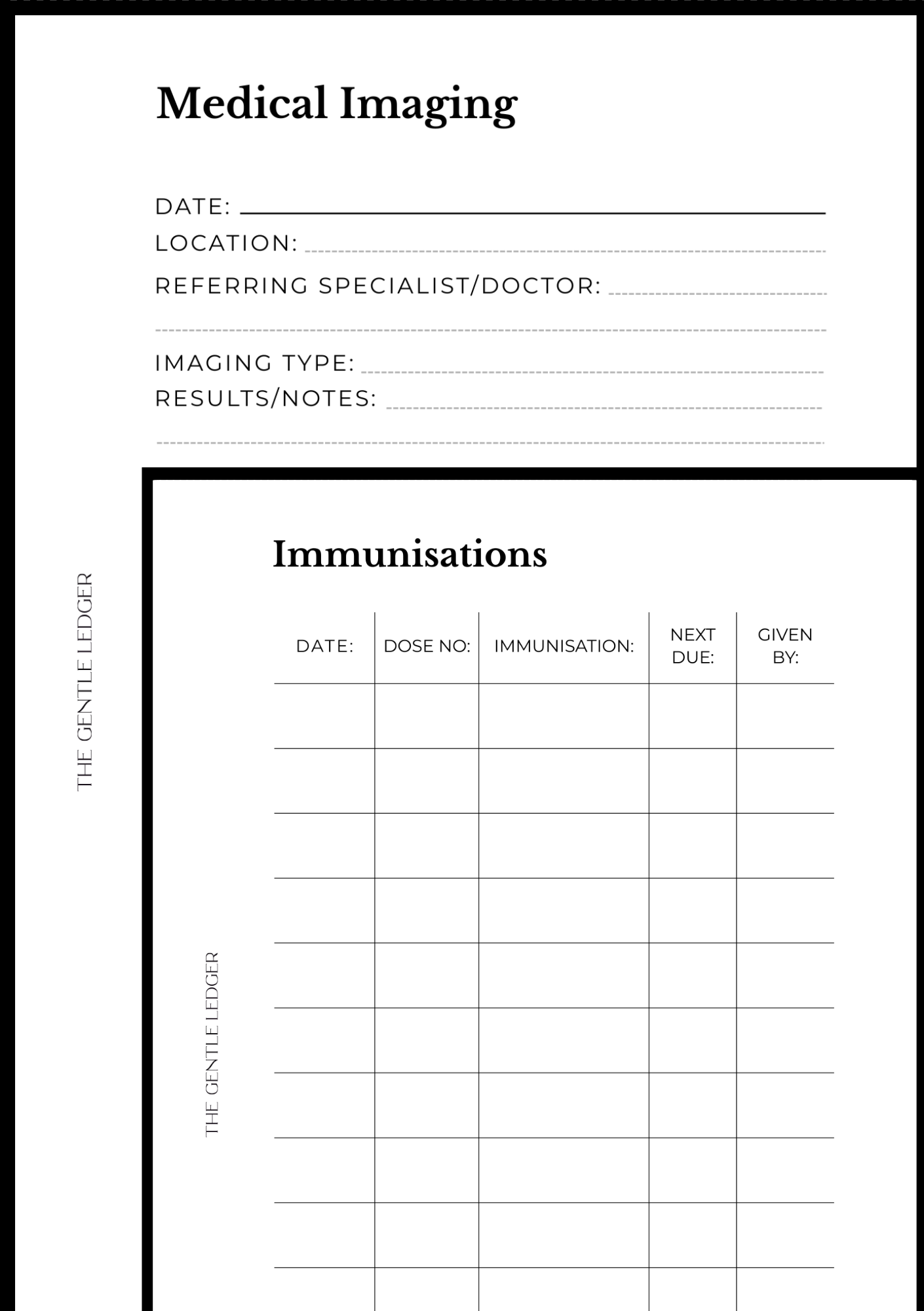 Medical Record Planner (includes inserts)