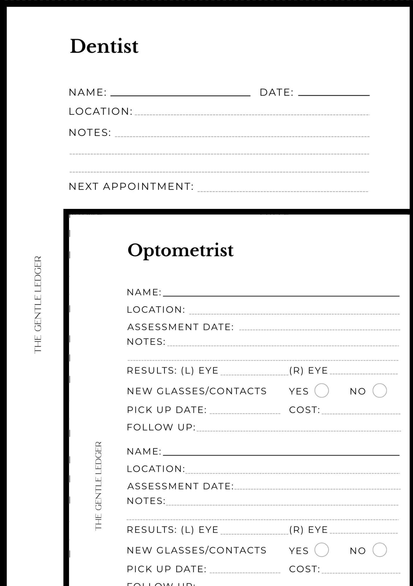Medical Record Planner (includes inserts)